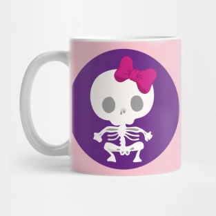 Kawaii skeleton cute pink bow purple day of the dead Mug